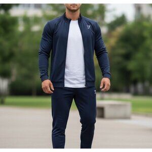 GYMSHARK Jacket Men’s Sz XL Training Navy Full Zip Track Suit Top READ!